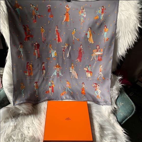 HERMÈS LES PARISIENNES DE KIRAZ SQUARE SILK SCARF - Picture 1 of 8